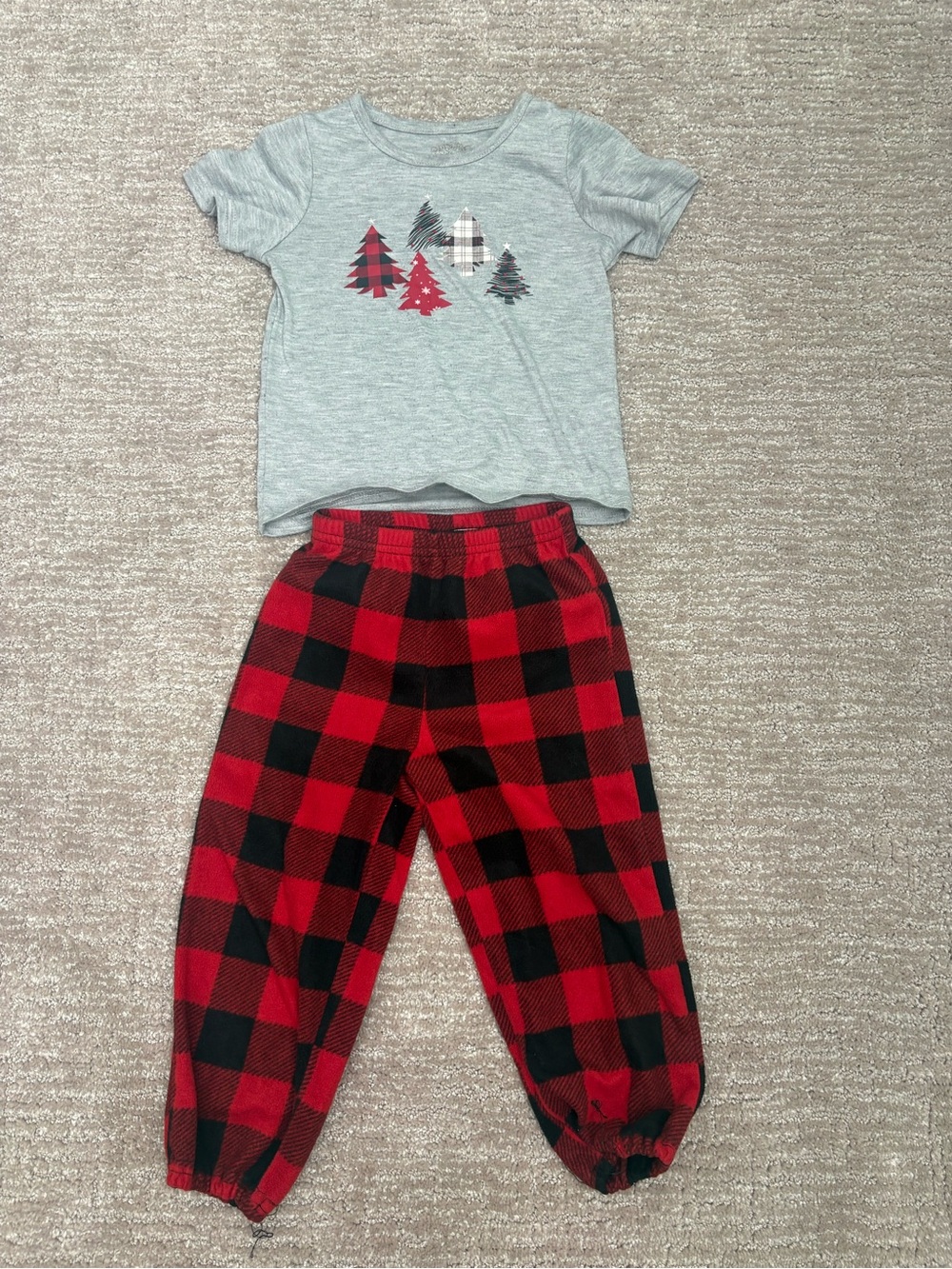 Wondershop Red & Black Buffalo Plaid Pajama Set with Light Gray Tree Tee